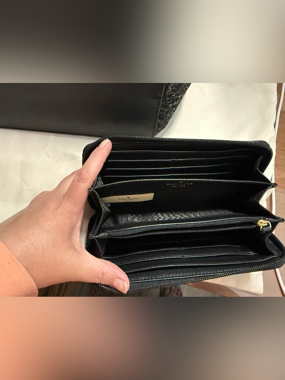 Kate Spade Black Sparkle Tote with Matching Wallet and Dust Bag - Picture 13 of 13